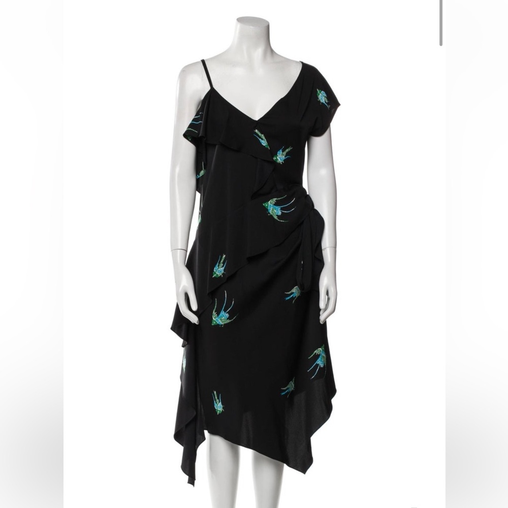 Diane Von Furstenberg Black Silk Dress with Blue & Green Accents